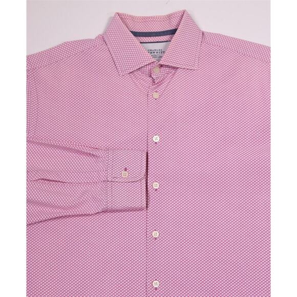 Charles Tyrwhitt Extra Slim Fit Pink Cyclone Print Dress Shirt (42) 16.5-36 - Picture 1 of 7